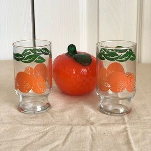 Pair of vintage orange slice cups